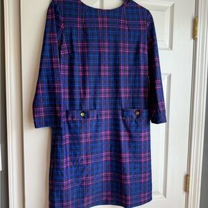 Jude Connally Navy Plaid Dress with Fuchsia Accents